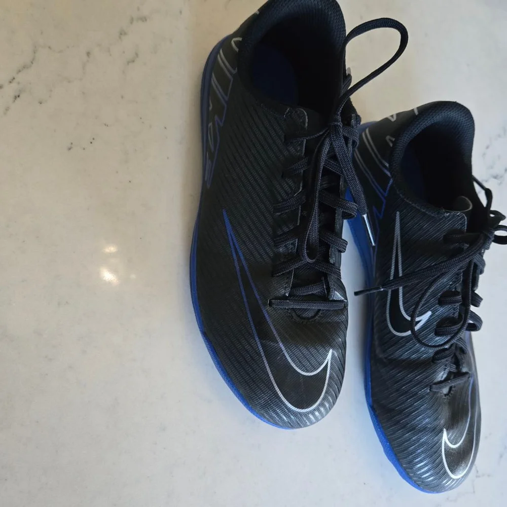 Nike Kids Black and Blue Turf Cleats